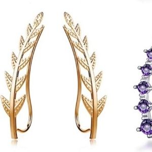 Leaf cuff earring set
